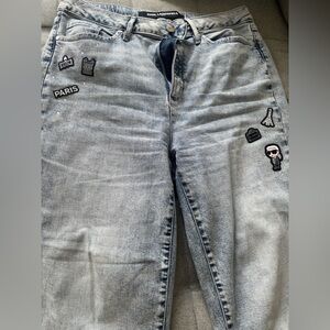 Karl Lagerfeld Light Blue Straight Leg Jeans with Patches